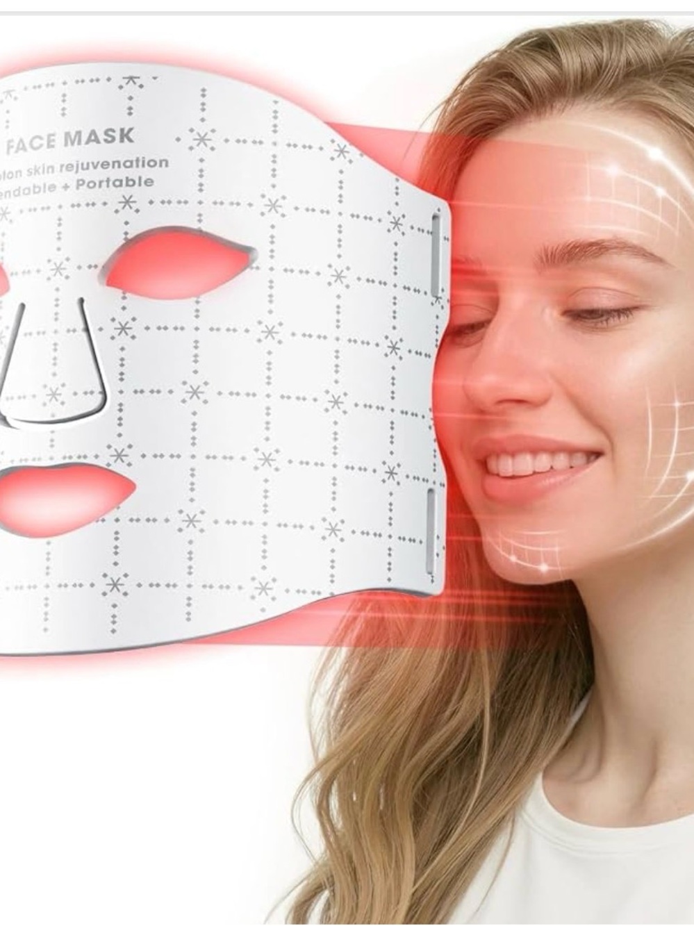 White LED Light Therapy Face Mask for Women Skincare